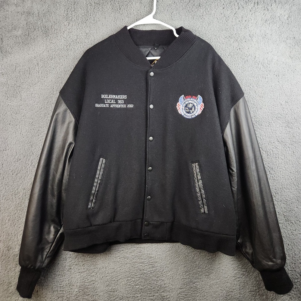 Vintage Nemesis Wool Leather IEBW Varsity Jacket 2XL USA 2002 Boilermakers L-363